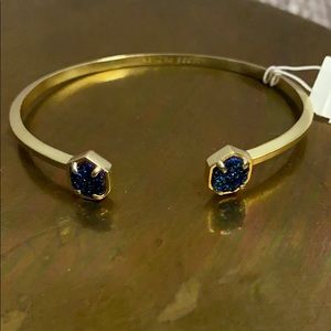 NWT Kendra Scott Teddy Bracelet gold w/ Blue Drusy